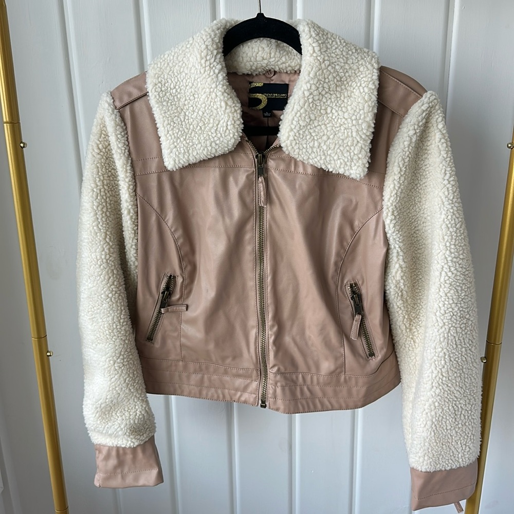 Serena Williams Faux Leather Sherpa Jacket